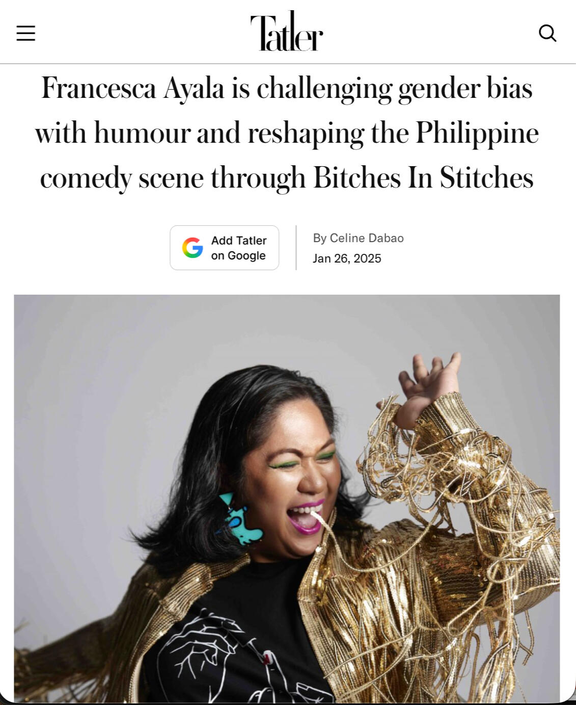 Fran Ayala | Tatler feature on Bitches in Stitches Dare to Be Disliked | Fran Ayala's signature keynote about visibility, power, self-advocacy, and the cost of being palatable.